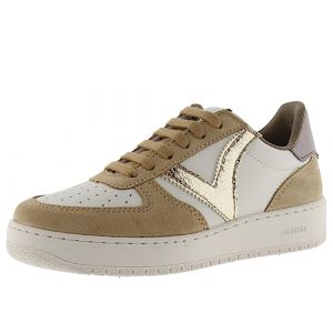 Victoria Baskets madrid fille blanc et camel logo or - 40 - Taille 40
