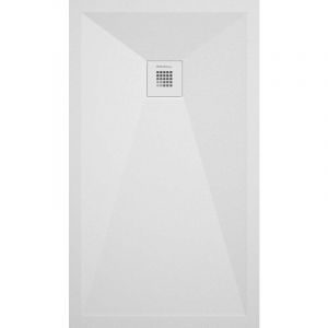 Stano Receveur de douche 80x120 cm extra plat onda en résine surface ardoisée blanc Grille blanche