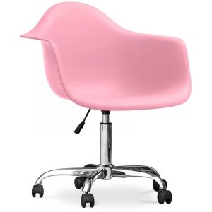 Privatefloor Chaise de bureau avec accoudoirs - Chaise de bureau à roulettes - Weston Rose
