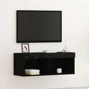 VidaXL Meuble tv Ch&ecirc;ne noir 80 x 30 x 30 cm Bois d'ing&eacute;nierie
