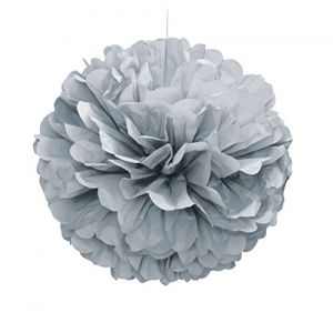 Unique Party 63204 - Pompon de Décoration en Papier de Soie Argenté (40 cm)