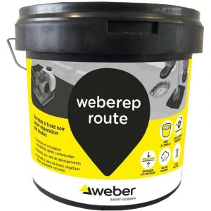 Weber Enrobé à froid noir, béton bitumineux pour réparation et remplissage ponctuel, 25kg, prêt à l'emploi, circulation immédiate EP ROUTE
