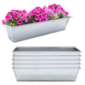 Jardinière en zinc pour palettes Euro - 6 pièces - couleur : argent