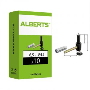 Alberts 307363 Gond à visser | avec filetage métrique | laquée noire | cote axe Ø14 mm | 65 x 33 mm