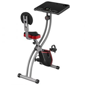 Ultrasport F-Bike, V&eacute;lo d'exercice pliable avec ordinateur d'entra&icirc;nement, 8 niveaux r&eacute;sistance, hauteur r&eacute;glable, support s&eacute;curis&eacute;, v&eacute;lo bureau, poids max. de l'utilisateur 110 kg, Noir/Rouge