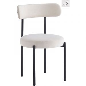 Lot de 2 Chaises de Salle a Manger Scandinaves Metal Velours - Beige