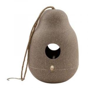 Point-Virgule Nichoir à suspendre en fibre de bambou naturel Ø 18 cm H 25 cm