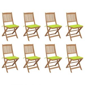 VidaXL Chaises pliables d'extérieur avec coussins 8 pcs Bois d'acacia