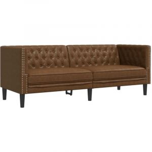 VidaXL Canapé À 3 Places Chesterfield Marron Similicuir Daim