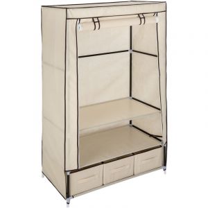 Image de TecTake Armoire Penderie à 5 Compartiments en Tissu 87 cm x 159 cm x 49 cm Beige