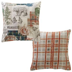 Taie d'oreiller sac double face en coton imprimé orange DR. MOUNTAIN