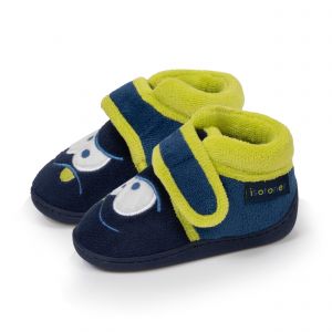 Isotoner Chaussons à fermeture à scratch bon maintien du pied semelle antidérapante marine bébé garçon