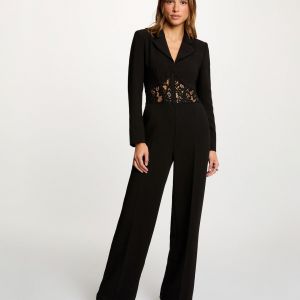Morgan Combinaison dentelle col tailleur noir femme - Taille 40