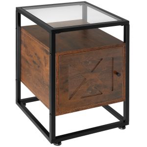 TecTake Table de chevet Kidderminster 40x43x60,5cm bois foncé industriel