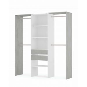 Vestiaire Djajal, Structure pour dressing, Armoire ouverte sans portes, Dressing, 179x50h202 cm, Blanc et Gris - Dmora