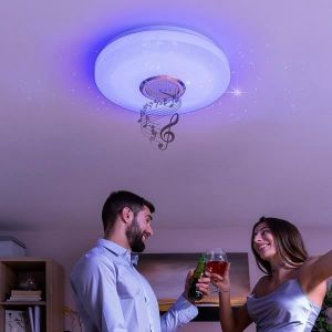 Plafonnier LED - CELLUSTOP - Lumi&egrave;re Variable - Bluetooth - Changement de Couleur - Int&eacute;rieur