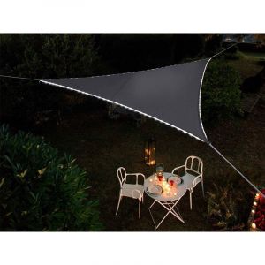 Jardiline Voile d'ombrage triangulaire Leds solaires Ardoise + Adaptateur