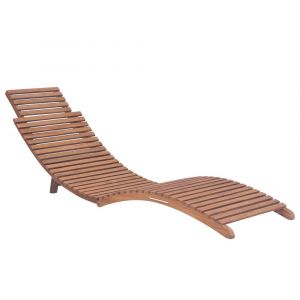 Transat chaise longue bain de soleil lit de jardin terrasse meuble d'extérieur pliable bois de teck solide 02_0012868
