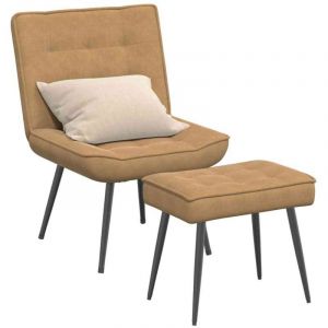 VidaXL Chaise de relaxation avec tabouret Marron Velours