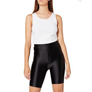 Urban classics Homme Ladies Highwaist Shiny Metallic Cycle Shorts, Noir, L EU