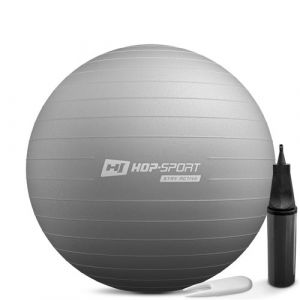 Hop-Sport Ballon de Fitness 65 cm HS-R065YB avec Pompe à air, Anti-éclatement, Ballon de Gymnastique Antidérapant pour Yoga, Pilates et Renforcement Musculaire, Charge max. 100 kg, Argenté