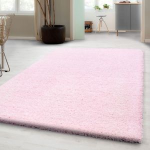 Carpetsale24 Uni Tapis de Salon Shaggy Uni Tapis Rose 80x150 cm Chambre Tapis Poil Long Moelleux et Doux