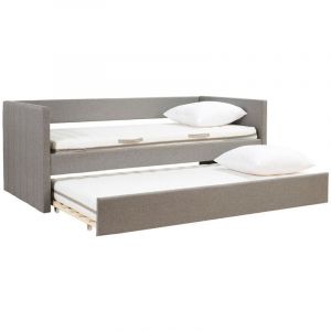 Miliboo Lit gigogne en tissu gris 90x190 cm elie