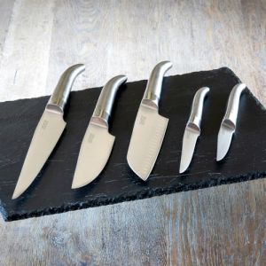 Laguiole Set de couteaux Heritage - Set de 5 couteaux de cuisine en acier inoxydable avec manche en bois - Couteaux de cuisine haut de gamme au design &eacute;l&eacute;gant - Qualit&eacute; fran&ccedil;aise