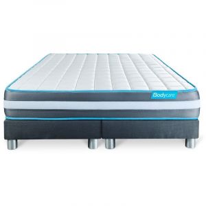 Body Care Ensemble BODYFORM 160x200 Mémoire de forme 3 zones double sommiers gris 160 x 200 cm Gris