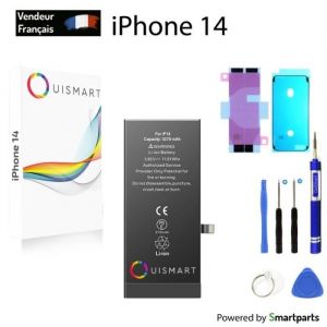 OuiSmart BATTERIE POUR IPHONE 14 INTERNE NEUVE DE REMPLACEMENT AVEC OUTILS + ADHESIF + JOINT