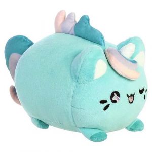 Peluche 18cm Chat Licorne avec Crini&egrave;re Mod&egrave;le Meowchi Fleur de la Lune Tasty Peach Turquoise