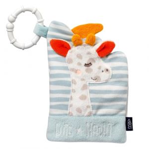 Fehn 053142 Livre en Tissu avec Inscription &laquo; Gute Nacht &raquo; - Livre Sensoriel pour B&eacute;b&eacute;s et Tout-Petits d&egrave;s 0 Mois - D&eacute;veloppe le Toucher et la Perception de Soi - Dimensions 16 x 11 cm