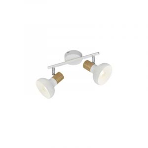 Reality Leuchten Applique murale Latika R81522031, métal blanc mat, bois synthétique, excl. 2x E14