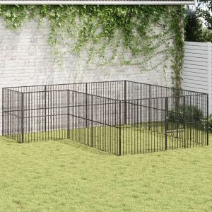 VidaXL Parc pour chien 12 panneaux noir acier galvanisé