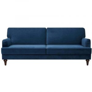 Image de Pegane Canapé 3 places en velours bleu - Longueur 203,5 x Profondeur 84 x Hauteur 88 cm