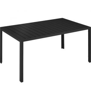 TecTake Table de Jardin Extérieure design Pieds réglables Cadre en Aluminium 150 cm x 90 cm x 74,5 cm Noir/Noir