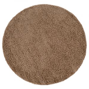 Paco Home - Tapis De Salon Rond Shaggy Poil Long Chambre Moelleux Moderne Couloir Monochrome 120 cm rond, Beige