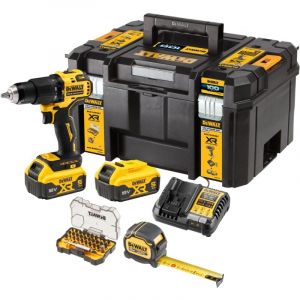 Dewalt Perceuse visseuse à percussion 18V XR Brushless + 2 batteries 5Ah + chargeur + coffret TSTAK - DCZ100P2KT-QW