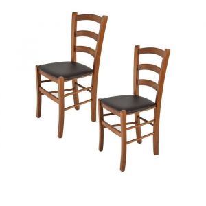 T M C S - Tommychairs - Set 2 chaises venice pour cuisine, bar et salle à manger, robuste structure en bois de hêtre peindré en couleur noyer clair