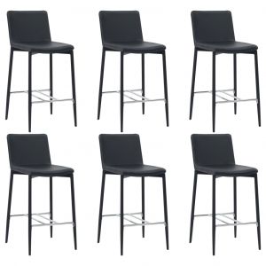 Image de VidaXL Tabourets de bar 6 pcs Noir Similicuir. Produit Neuf ! Garantie 0 ans !