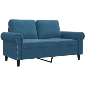 VidaXL Canap&eacute; &agrave; 2 places Bleu 120 cm Velours