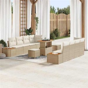 VidaXL Set de canap&eacute; modulaire d'ext&eacute;rieur pour 4 personnes, avec des coussins beige en poly rotin 3362891