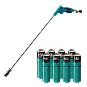 Image de Intec D&eacute;sherbeur thermique Brule Herbes Allumage piezo + 8 cartouches 330gr + Adaptateur multi cartouches