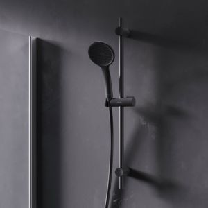 Pommeau de douche 1 jet, flexible et barre, Noir F01TA022 Hit Am.pm