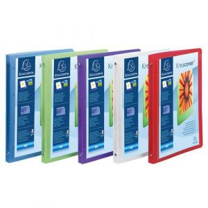 Exacompta Lot de 5 classeurs 4 anneaux 15mm polypropyl&egrave;ne Chromaline 5/10e Kreacover - A4 - Couleurs assorties - 519699E