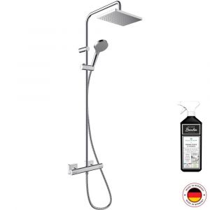 Hansgrohe Colonne de douche thermostatique Vernis Shape 230 EcoSmart Chrom&eacute; + nettoyant Briochin