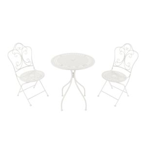Axi Marilou Table Et Chaise Bistrot, 2 Chaises 1 Table, Ensemble Bistro Extérieur Blanc, Style Romantique - Salon De Jardin Bistrot, Table Bistrot Mosaique Pour Jardin/Balcon/Terrasse