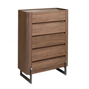Chiffonnier en noyer et acier foncé métallisé avec plan en marbre de porcelaine Angel Cerdà