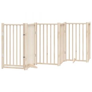 VidaXL Barrière pour chiens avec porte 6 panneaux bois de sapin massif