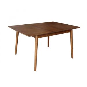 Sweeek - Table à manger rectangulaire extensible bois d'hévéa et placage chêne noyer 4-6 places - 110/140 x 100 x 75 cm - Lina